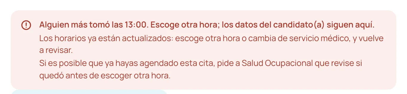 Aviso: alguien más tomó esa hora